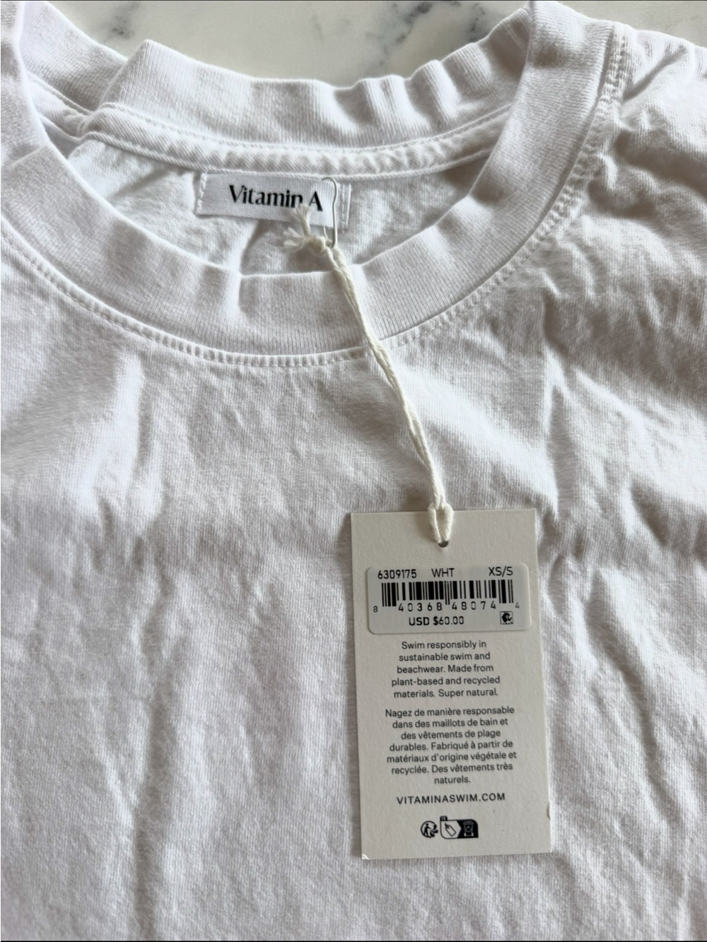 Vitamin A - Coast Oversized Boyfriend Tee - White Cotton Jersey - Size XS/S